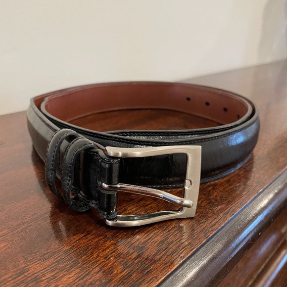 NWT PERRY ELLIS Genuine Cowhide Men's Milled Belt - Black - Picture 1 of 6